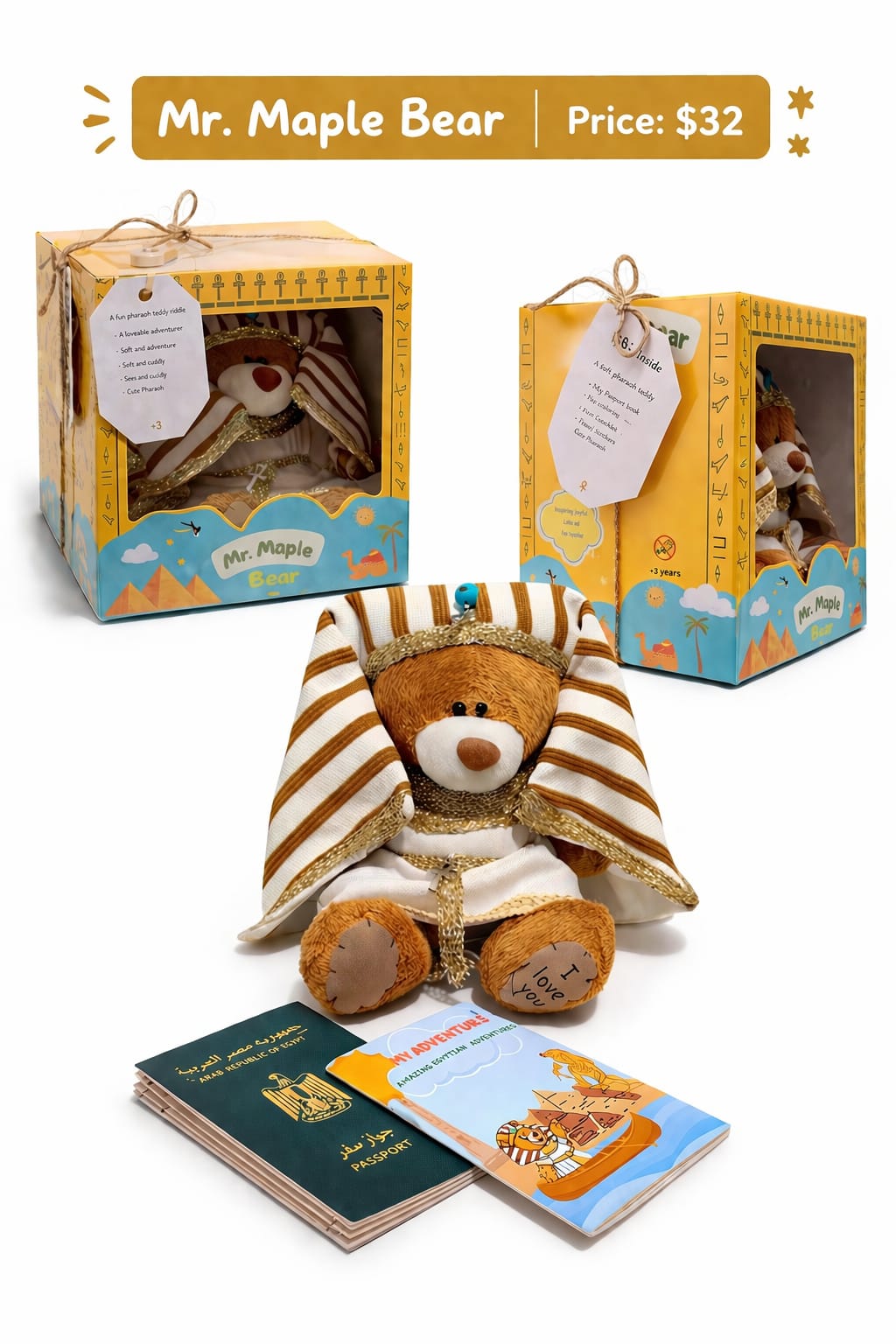 Mr-Maple-Pharaonic-Teddy-Bear-Traveler-Set-Egypt